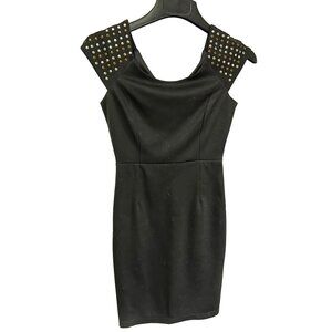 Wet Seal Little Black Dress with Studs Sz Small Womens Bodycon Fitted Minidress